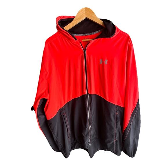 Under Armour Other - Under Armour Mens 2XL Run Black Orange Heatgear Hooded Running Jacket $70